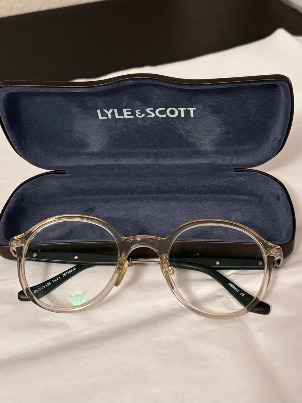 LYLE & SCOTT FARR1 MEN’s SIGNATURE EAGLE BRANDING ROUND/CLEAR EYEGLASSES